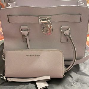 Authentic Michael Kors Double Handle Satchel and matching wallet